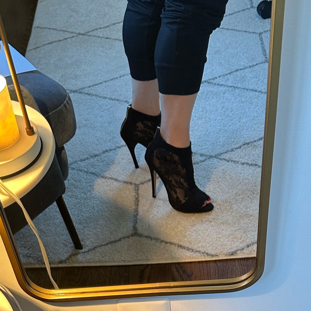 EUC Aldo Suede and Lace Open Toe Booties - Picture 11 of 12